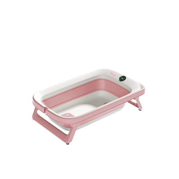 bañera-para-bebé-con-Termómetro- Digital-Base- Antideslizante-cuack-cuack-rosa