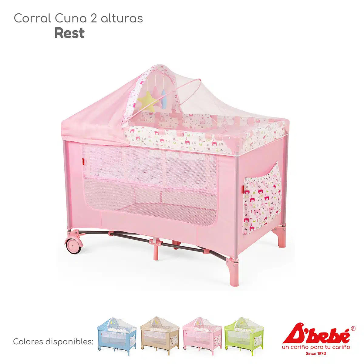 Cuna Corral D´bebé con toldo mosquitero con juguetes suaves Rest